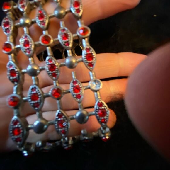 Red Metal Stretch Bracelet  - Picture 4 of 7